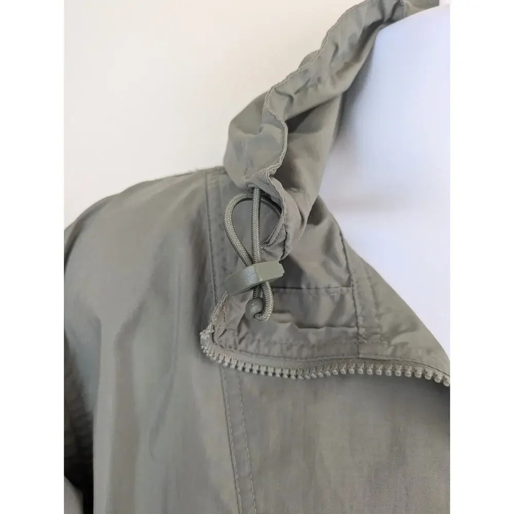 IZOD Golf Mens Windbreaker Jacket Large Green Hooded Multi Pocket Lightweight